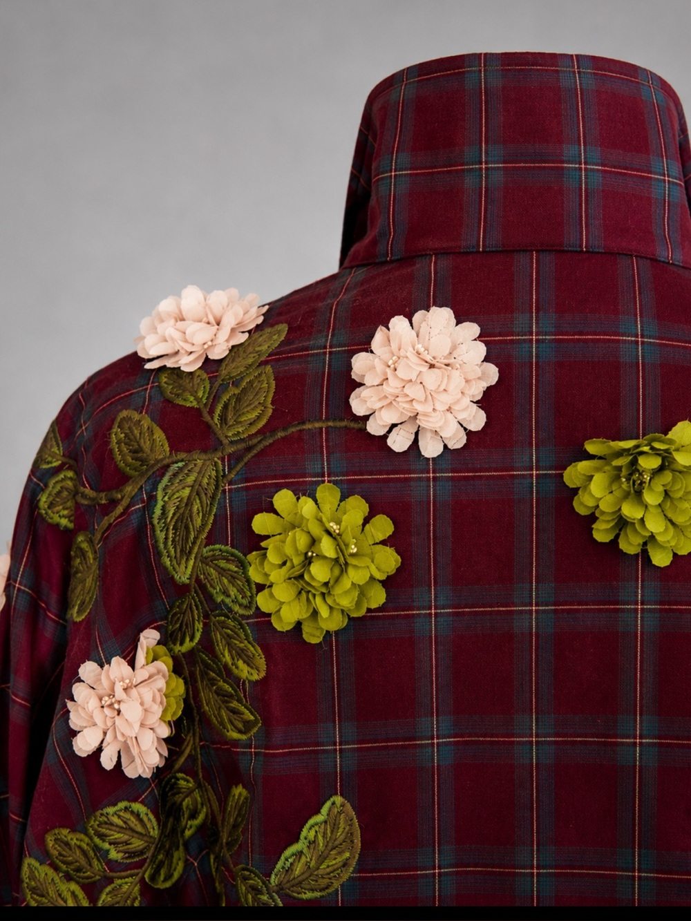 Beulah Floral Appliqué Plaid Shirt Oversized Western Cottagecore Top - Picture 11 of 13